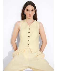 Tailored Linen Waistcoat Light Yellow