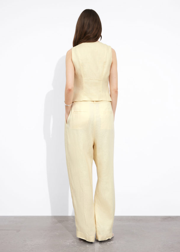 & Other Stories Tailored Linen Waistcoat Light Yellow