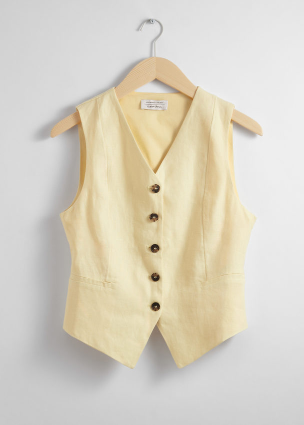 & Other Stories Tailored Linen Waistcoat Light Yellow