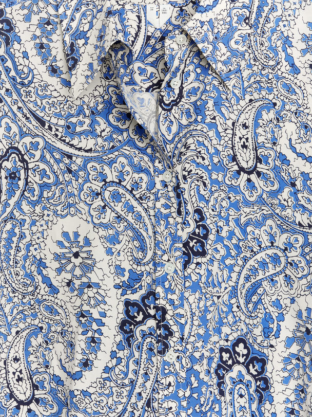 ARKET Ruimvallend Overhemd Met Paisley-print Wit/blauw