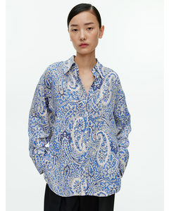 Ruimvallend Overhemd Met Paisley-print Wit/blauw