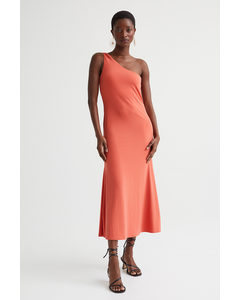 One-shoulder Dress Fire Orange