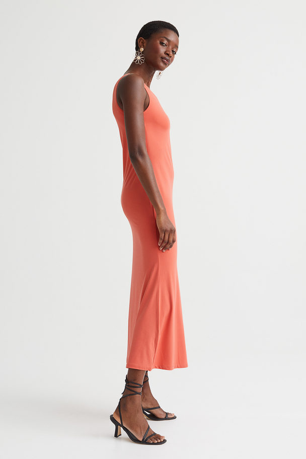 H&M One-shoulder Dress Fire Orange