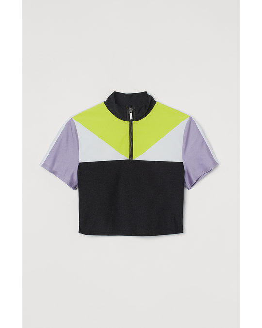 H&M Cropped Top Neon Green/block-coloured