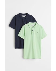 2-pak Poloshirt Marineblå/lysegrøn