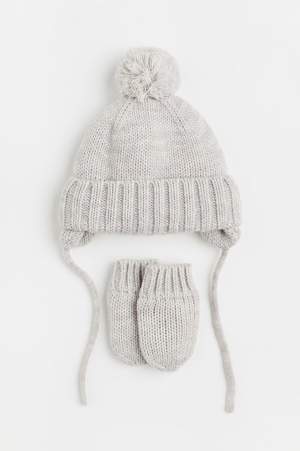 H&M Knitted 2-piece Set Light Grey