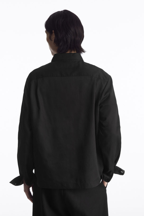COS Twill Zip-up Shirt Black
