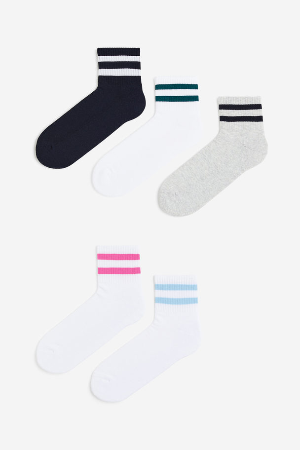 H&M 5-pack Socks White/dark Blue