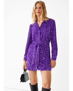 Sequin Shirt Dress Purple