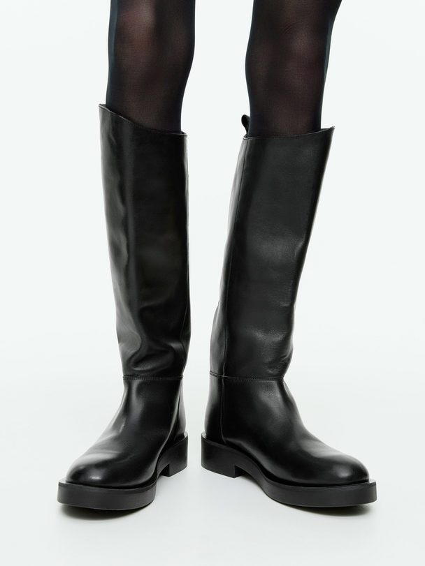 ARKET Chunky Leather Boots Black