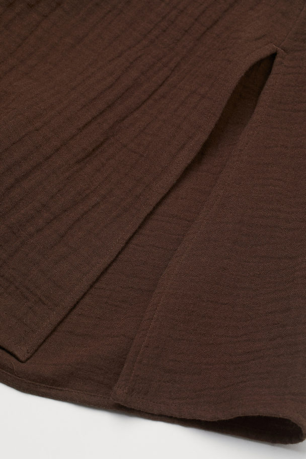 H&M Slit-detail Dress Dark Brown