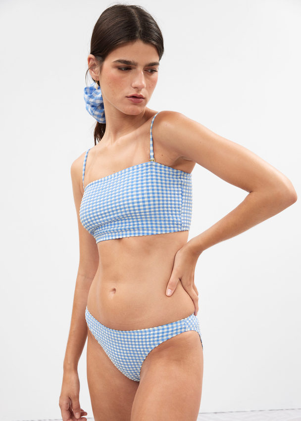 & Other Stories Bandeau Bikini Top Blue/white Checks