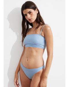 Bandeau-Bikinitop Blau/Weiß kariert