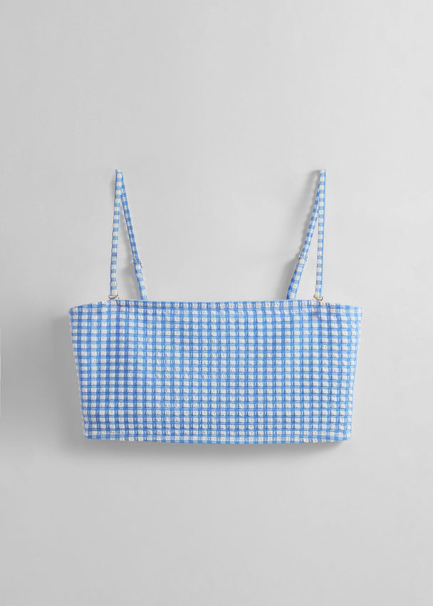 & Other Stories Bandeau Bikini Top Blue/white Checks