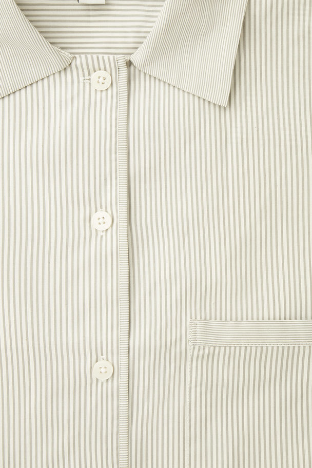 COS Striped Silk Pyjama Shirt Beige / Grey / Striped