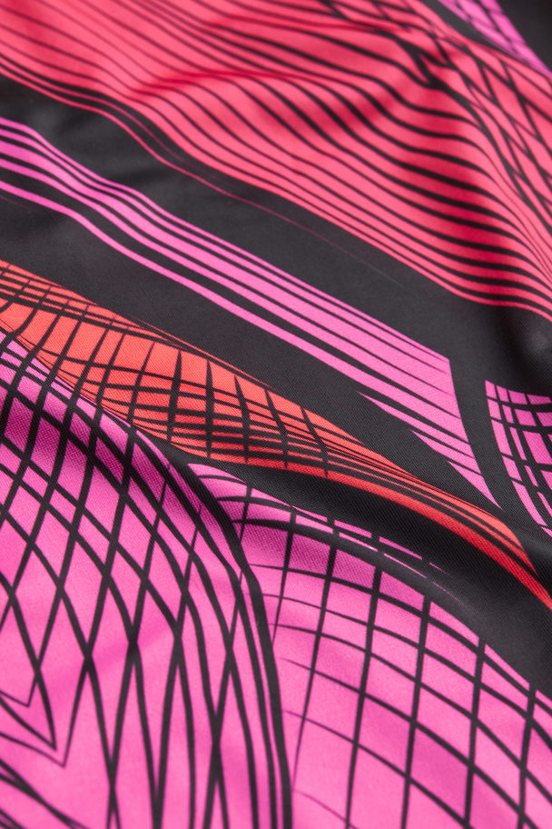 Wavey  tryckt Asymmetrisk Miniklänning Med En Ärm  Rosa/lila Grafiskt Tryck