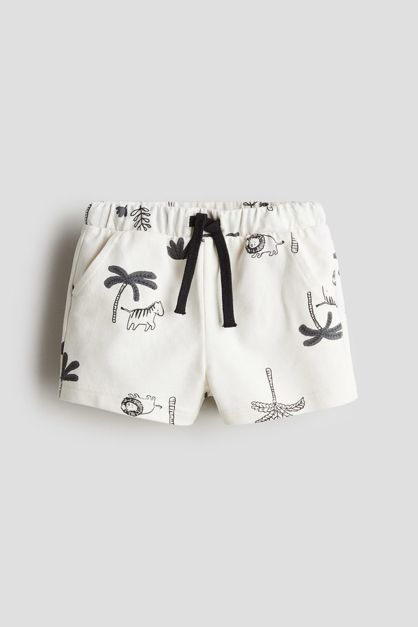 H&M Baumwollshorts Weiß/Tiere