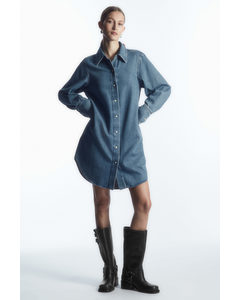 Oversize-skjortklänning Av Denim I Minimodell Blå