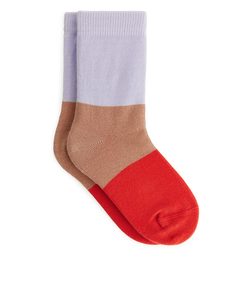 Cotton Socks Purple/colour-blocked