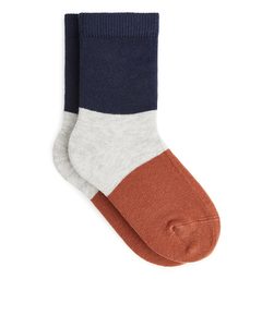 Cotton Socks Brown/colour-blocked