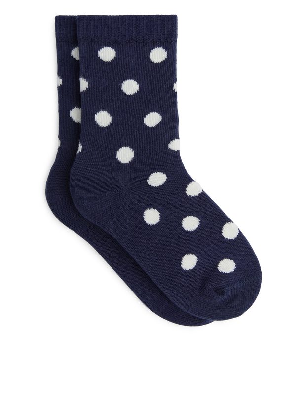 ARKET Cotton Socks Dark Blue/white