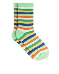 Cotton Socks Green/multi Stripe