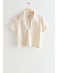 Collared Terry Top Cream