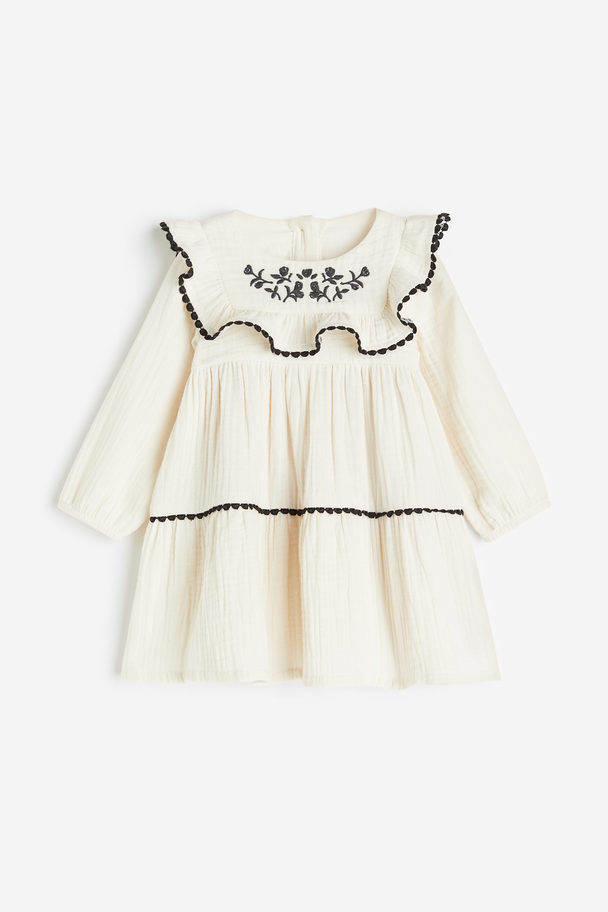 H&M Embroidered-motif Dress Cream/flower