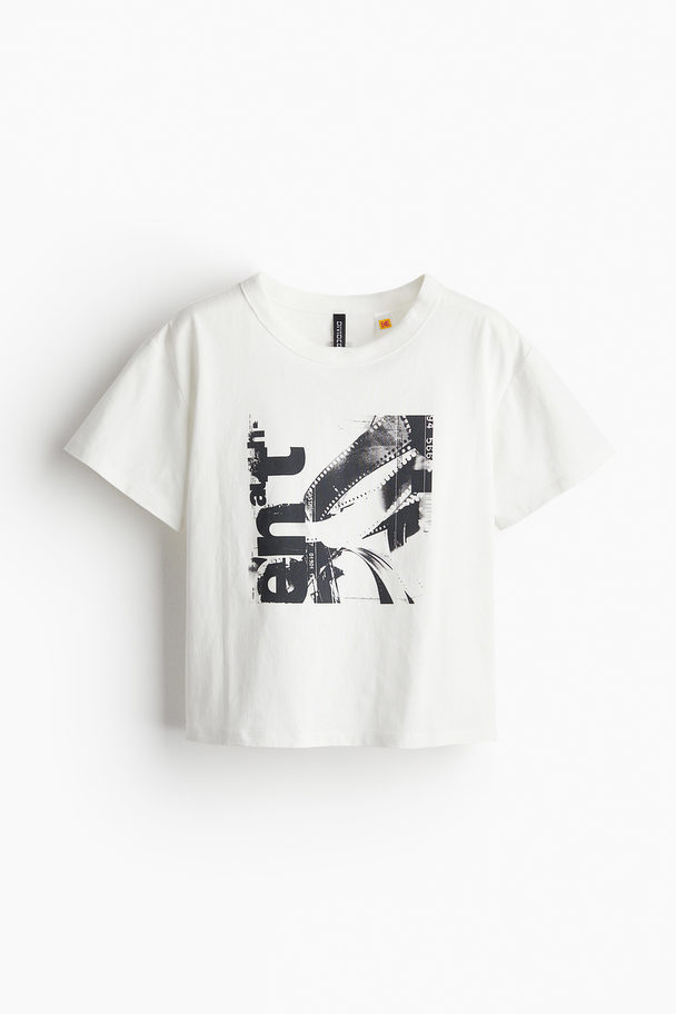 H&M T-shirt Med Tryk Creme/kodak