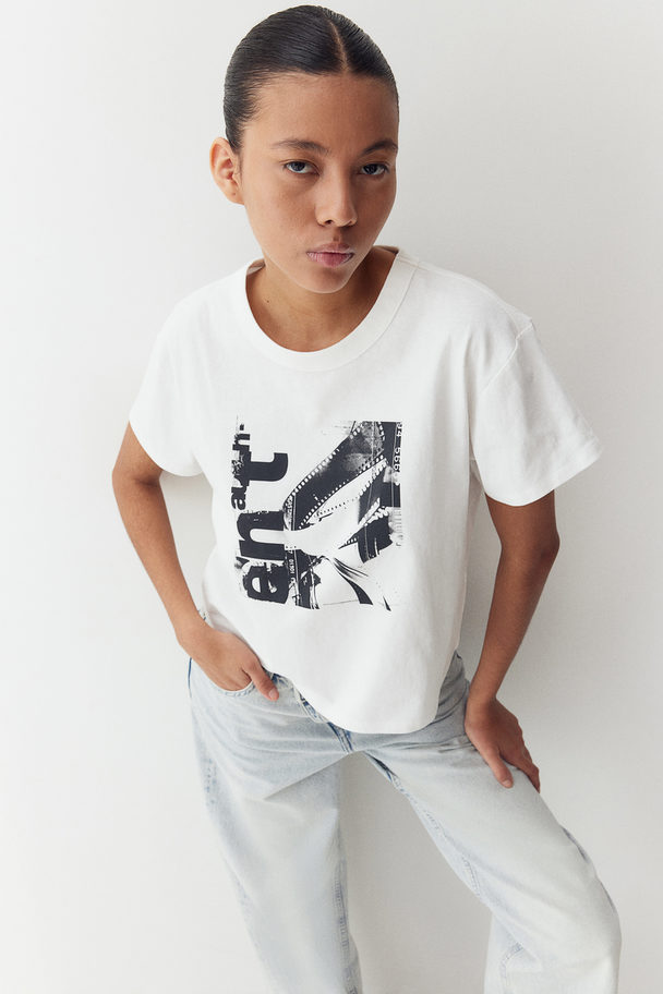 H&M T-shirt Med Tryk Creme/kodak