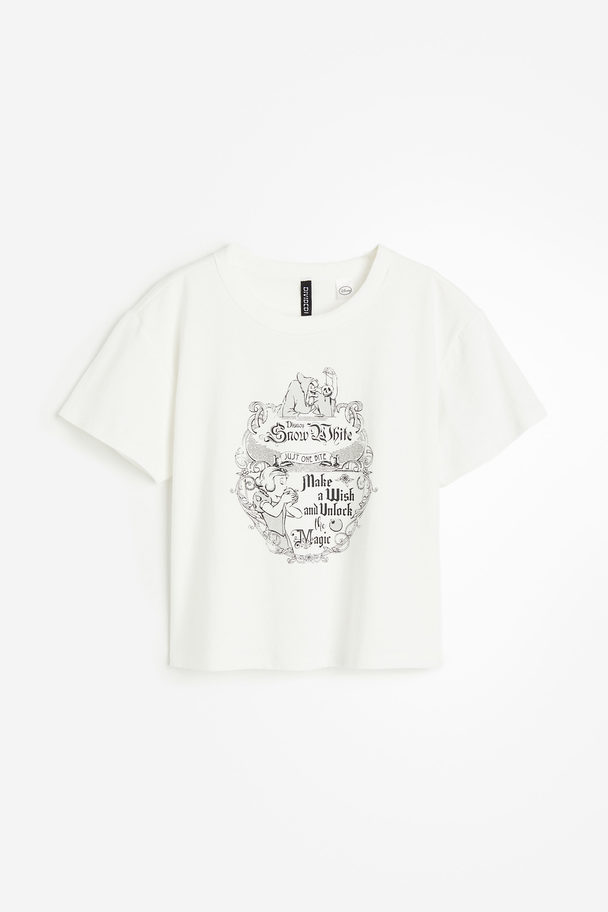 H&M T-shirt Med Tryk Creme/snehvide