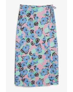 Long Skirt With Tie Waist Artsy Pastel Flowers
