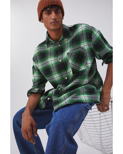 Cotton Twill Shirt Green/checked