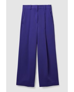 High-waisted Pleated Trousers Bright Blue