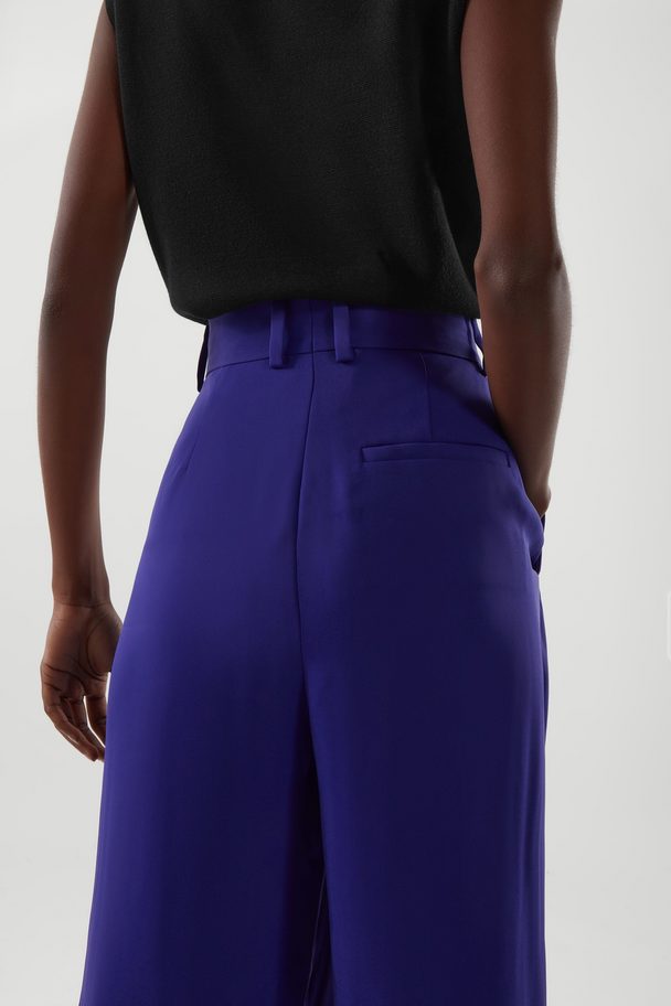 COS High-waisted Pleated Trousers Bright Blue