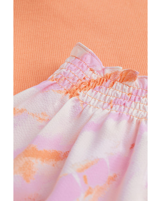 H&M 2-piece Cotton Set Light Orange/tie-dye