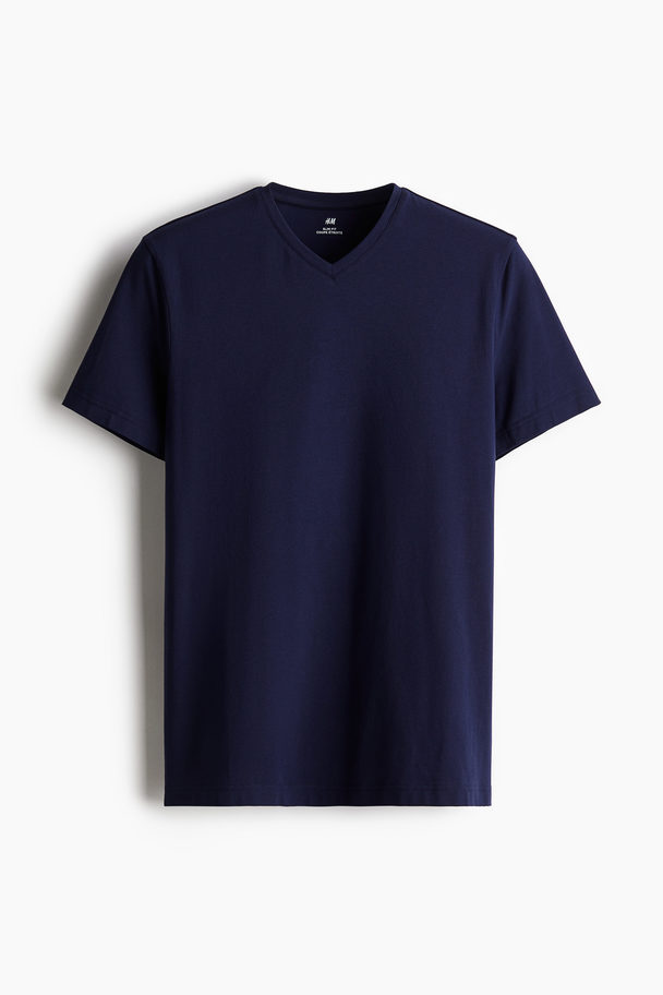 H&M 5er-Pack T-Shirts mit V-Ausschnitt in Slim Fit Weiß/Türkis/Blau