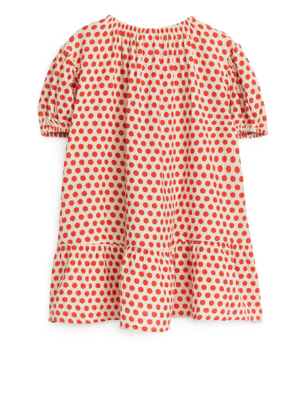 ARKET Kleid aus Baumwollmusselin Beige/Rot
