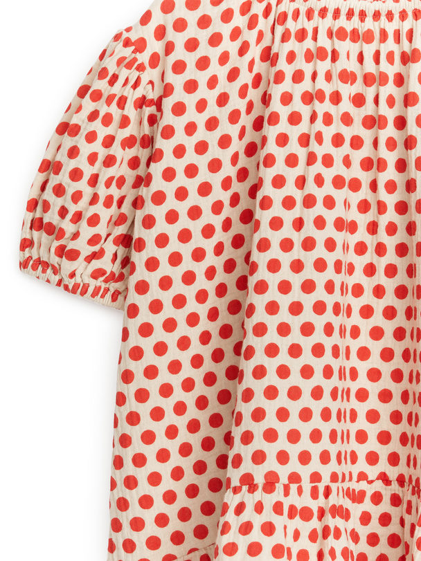 ARKET Cotton Muslin Dress Beige/red