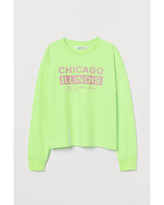 Sweater Met Print Neongroen/chicago
