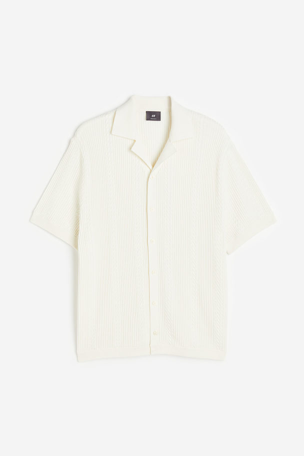 H&M Structuurgebreid Casual Overhemd - Regular Fit Wit