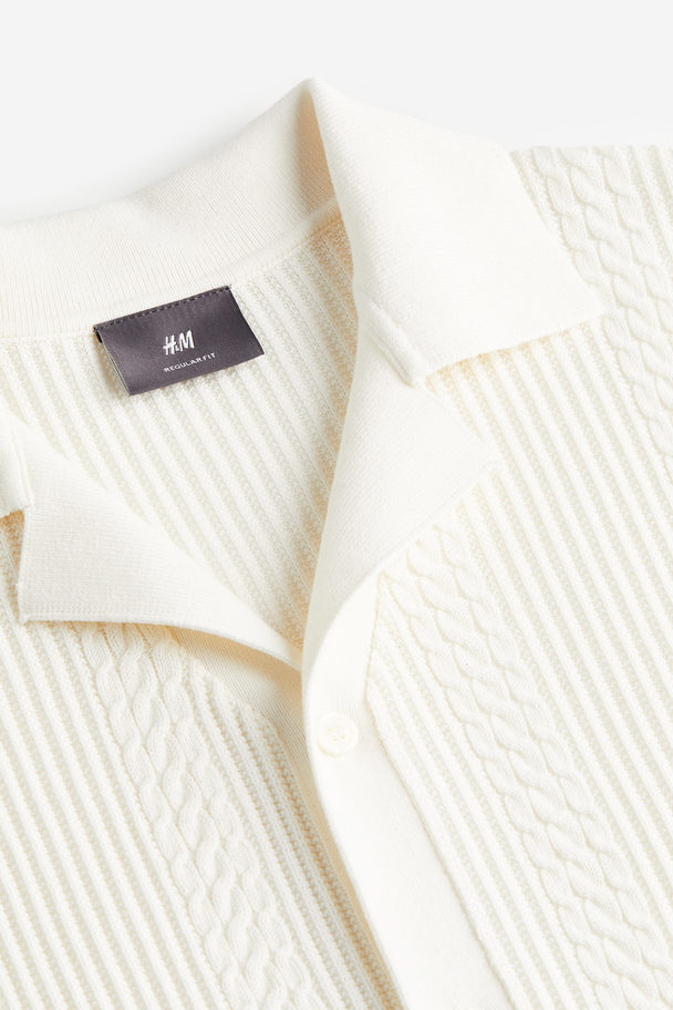 H&M Freizeithemd in Strukturstrick Regular Fit Weiß