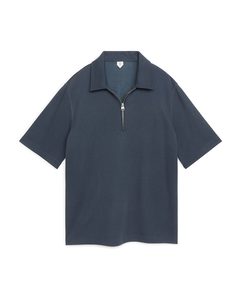 Zipped Polo Shirt Dark Blue