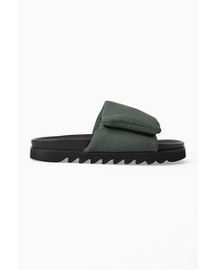 Padded Slip-on Sandals Dark Green