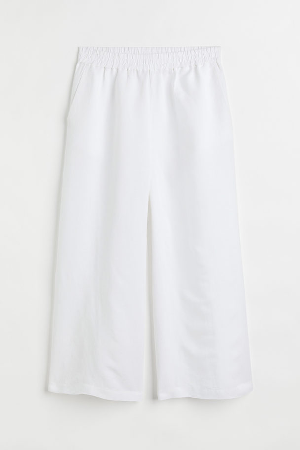 H&M Weite Hose aus Leinenmischung Weiß