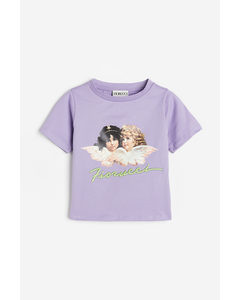 Kurz Geschnittenes T-shirt Lavendel Violett