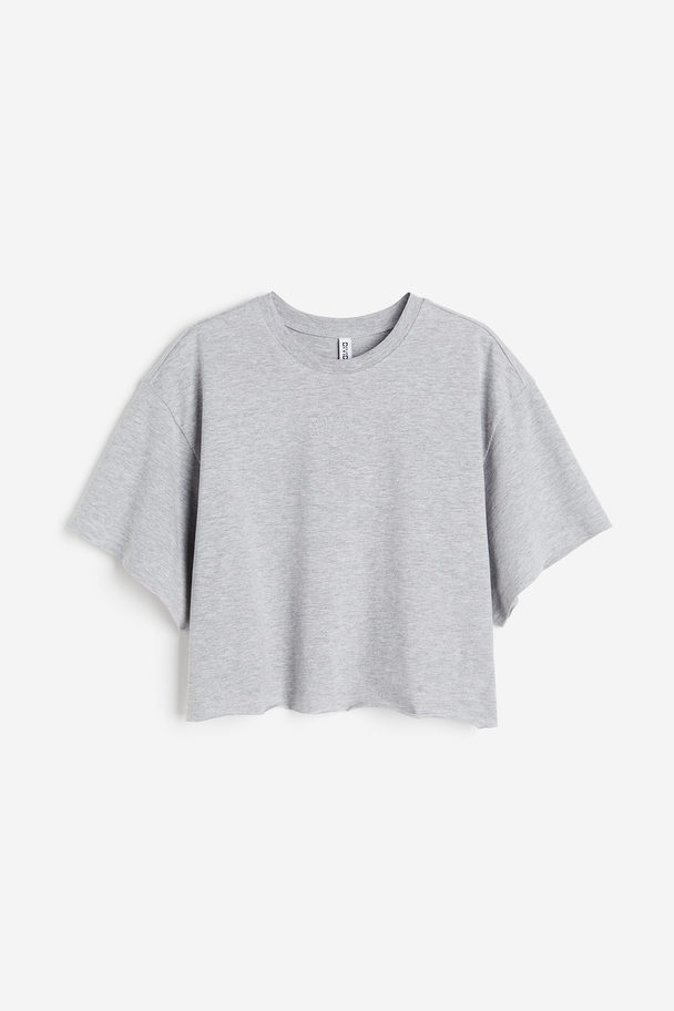 H&M Kastiges T-Shirt mit Stickerei Hellgraumeliert