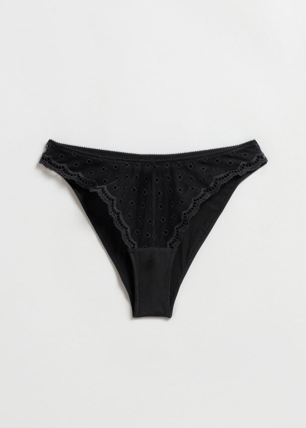 & Other Stories Embroidered Lace Briefs Black