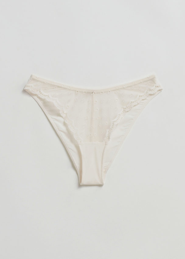 & Other Stories Embroidered Lace Briefs Cream