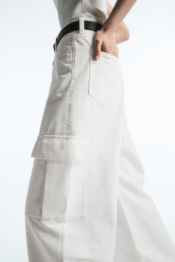 COS Denim Cargo Trousers Off-white